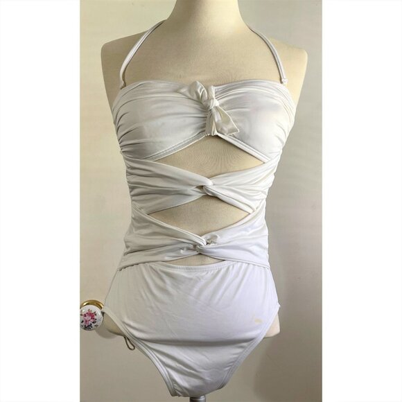NWT White Maxine One-Piece Sexy Bathing Suit Size 8 - Picture 2 of 3